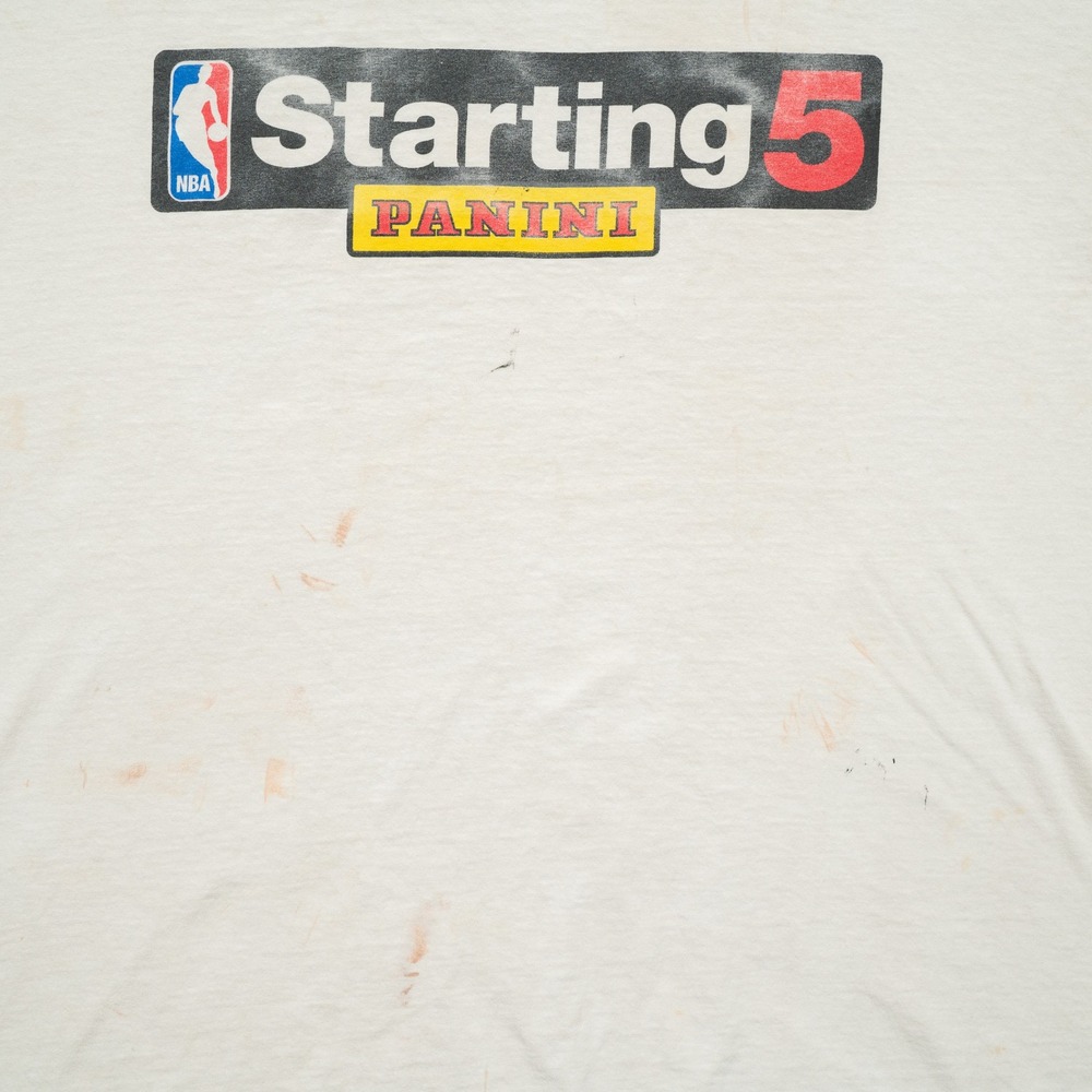 Vintage Starting 5 Panini NBA Basketball T Shirt White Distressed Adult L Knicks - Picture 3 of 5